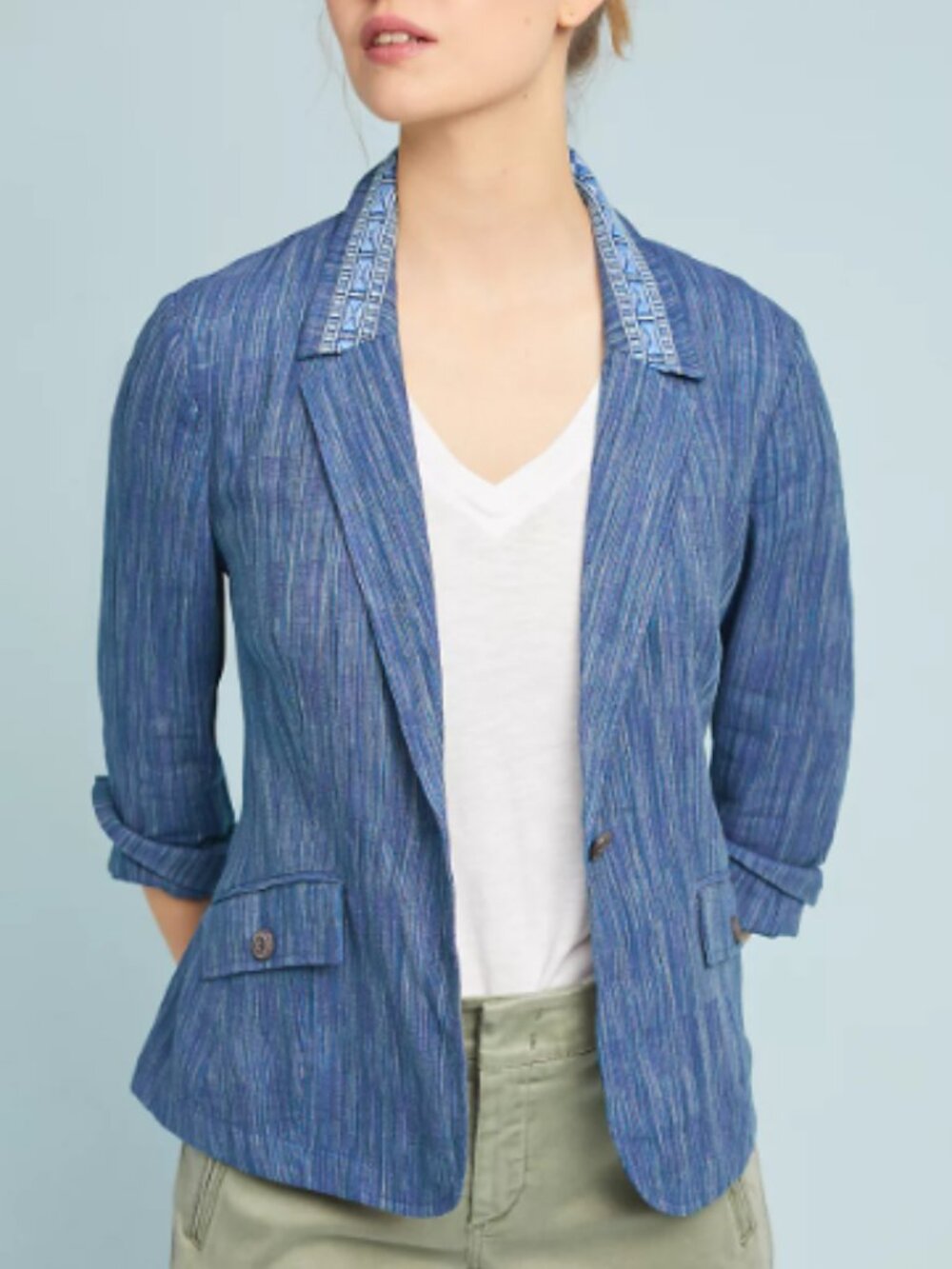 Anthropologie X Cartonnier Winona Linen Blend Embroidered Southwestern Blazer. 8